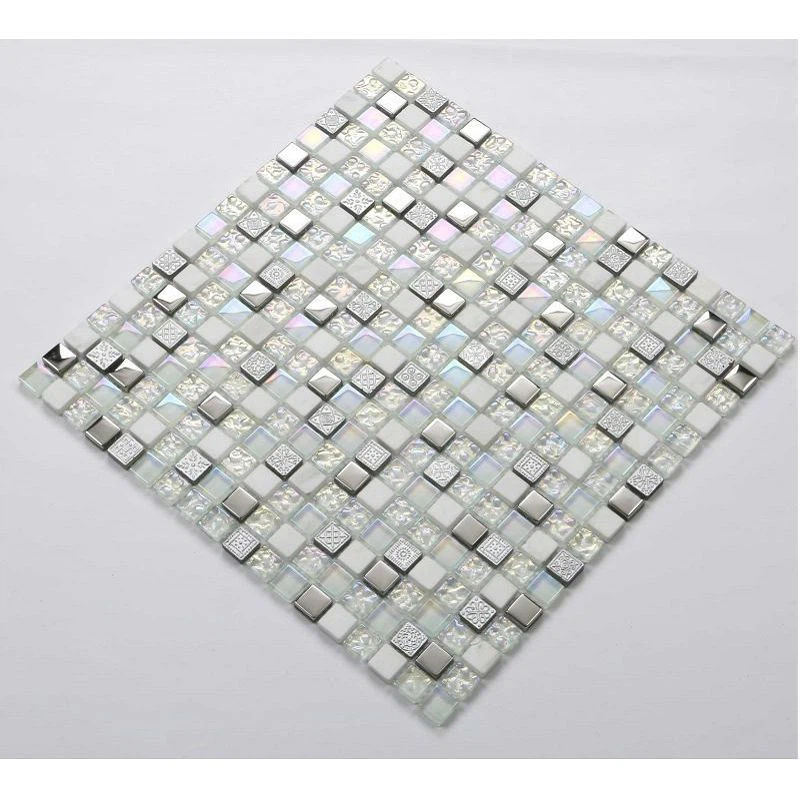 Valkoinen lasimosaiikkilaatta Backsplash